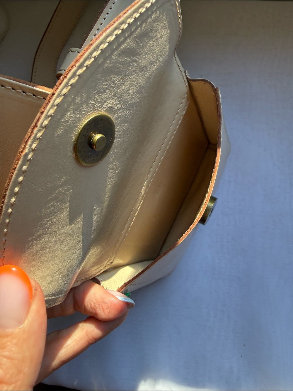 Anthropologie Leather Belt Bag Mini Waist Pouch Ivory Cream - Picture 6 of 8